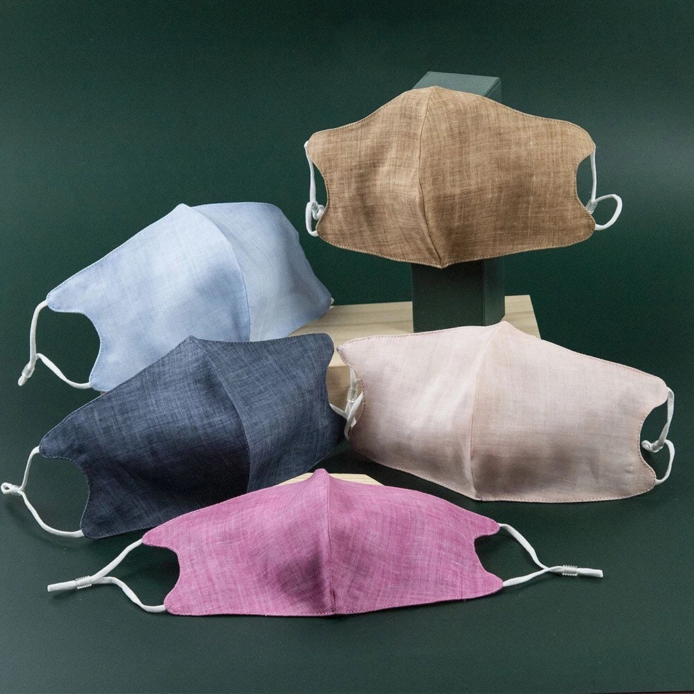 Ramie 3 Layer Face Mask, Super Breathable Mask with Filter Pocket, Summer Lightweight For Easy Breathing