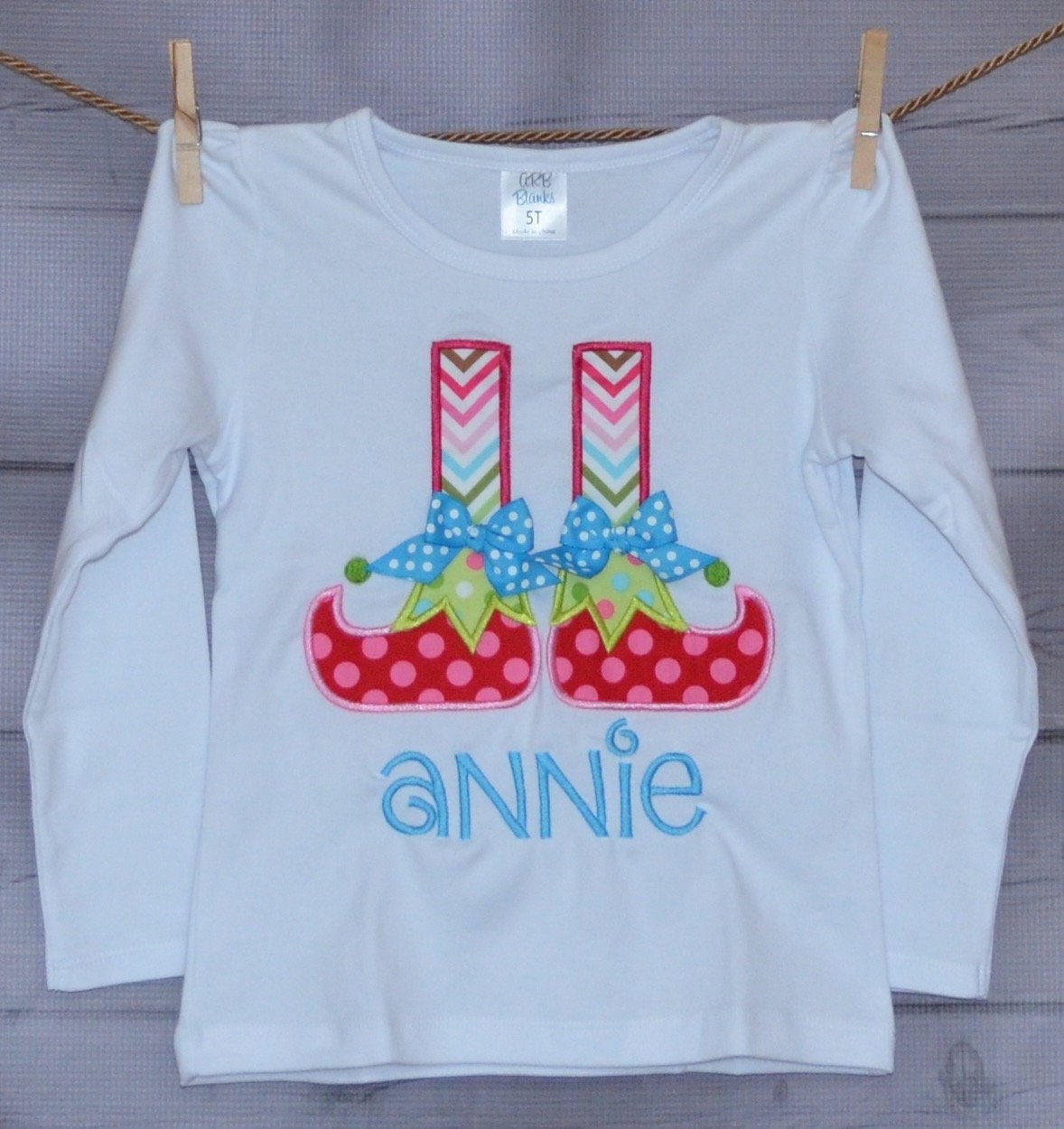 Elf Shoes Applique Shirt Or Bodysuit Child, Baby Adult