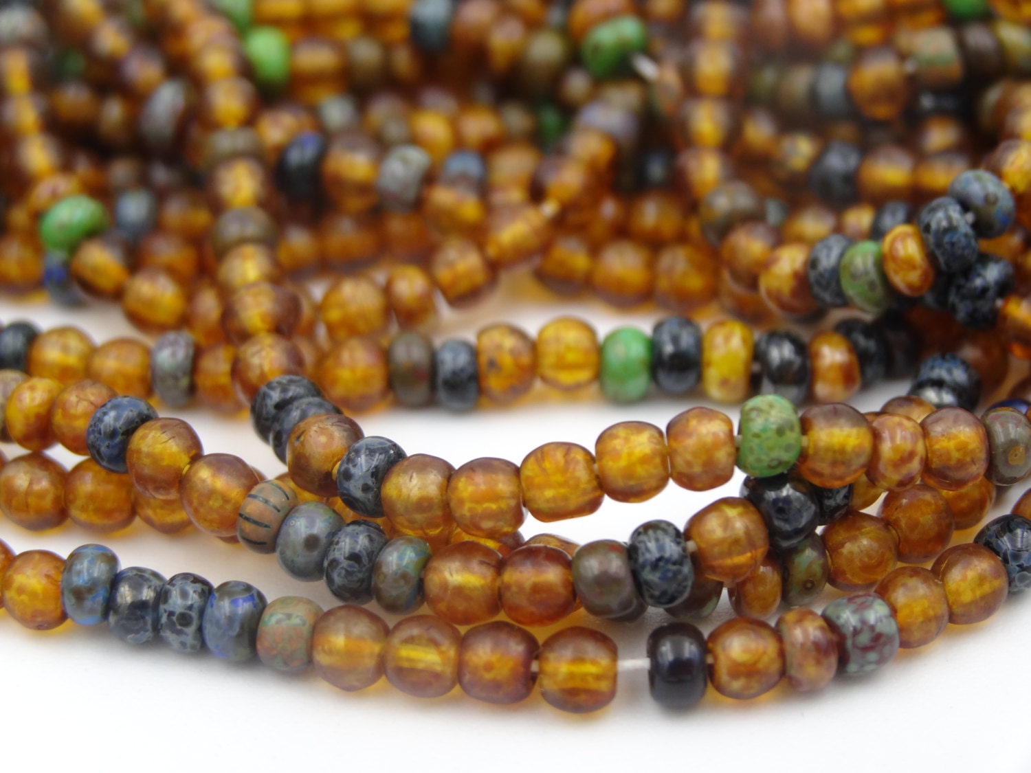 Czech Glass 8/0 Aged Harvest Blend Seed Bead Mix 3 Strands
