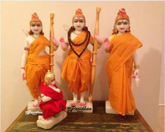 Marble Ram Darbar Statue With Clothes - Moorti-Ram Parivar Statue-Ram Idol-Ram Murti-Ram Murti