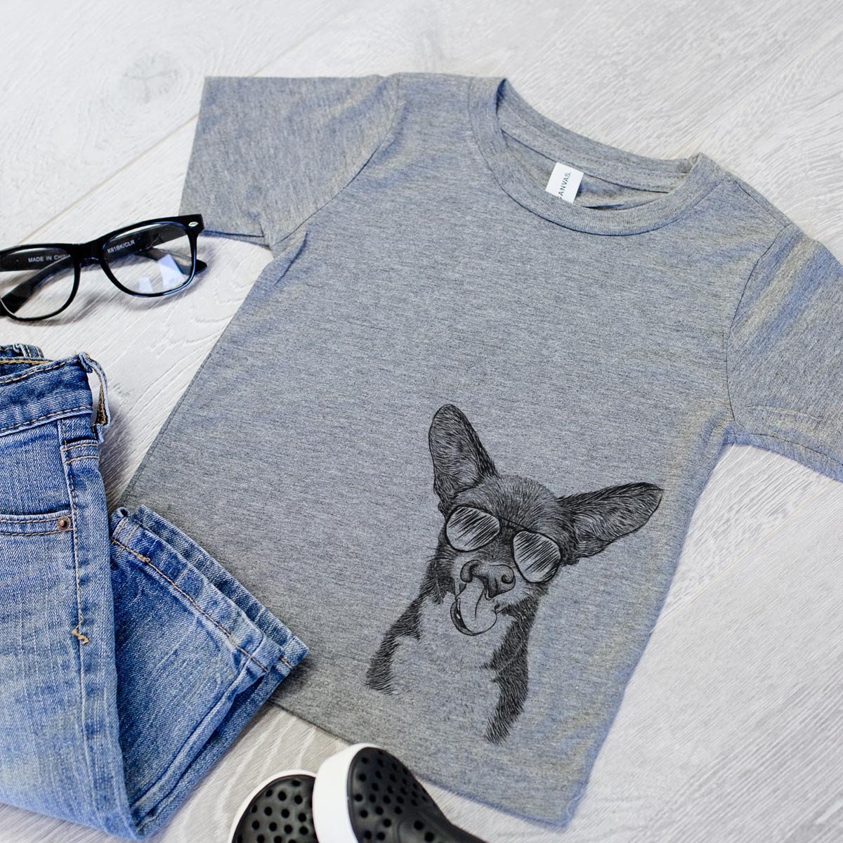 Sprout The Chihuahua Mix - Tri-Blend Shirt Kids Dog Tshirt Animal Glasses T
