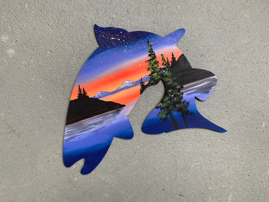 Colorful Trout Wood Cutout Painting