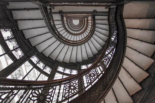 Chicago Rookery Stairs, Abstract Canvas Print, Wall Art, Framed Photo On Wood, Oriel Staircase, Spiral Staircase, Lloyd Wright