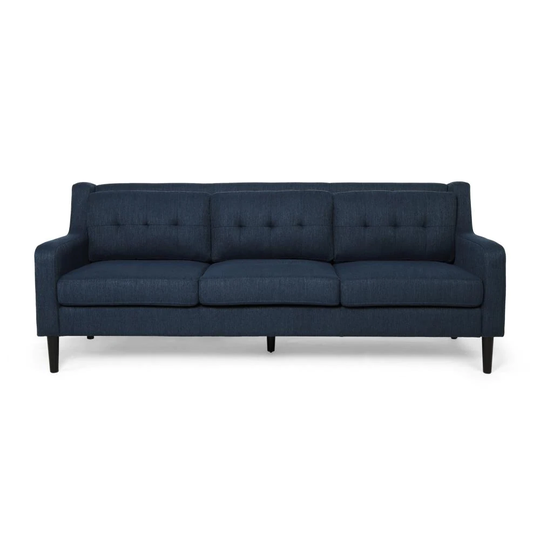 Best Selling Home Decor Reynard Modern Navy Blue and Espresso Polyester/Blend Sofa | 311176