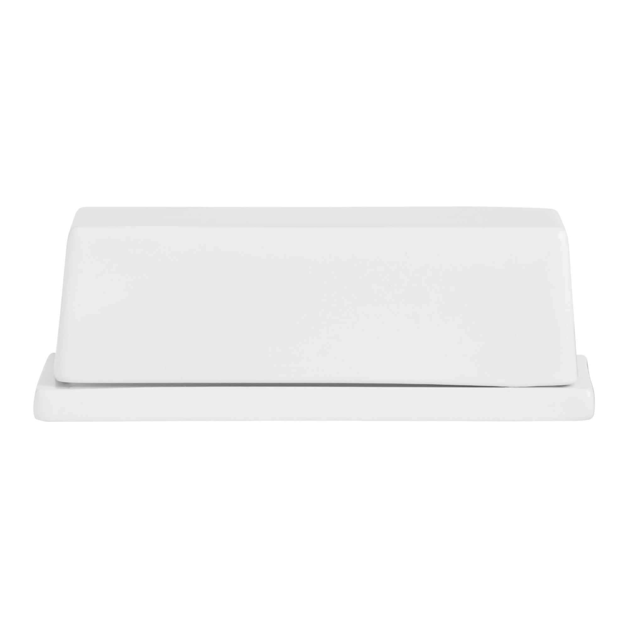 White Porcelain Coupe Covered Butter Dish by World Market