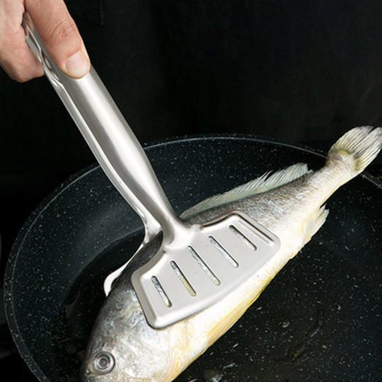 Kitchen Stainless Steel Grill Tongs Frying Fish Steak Shovel BBQ Bread Clamps
