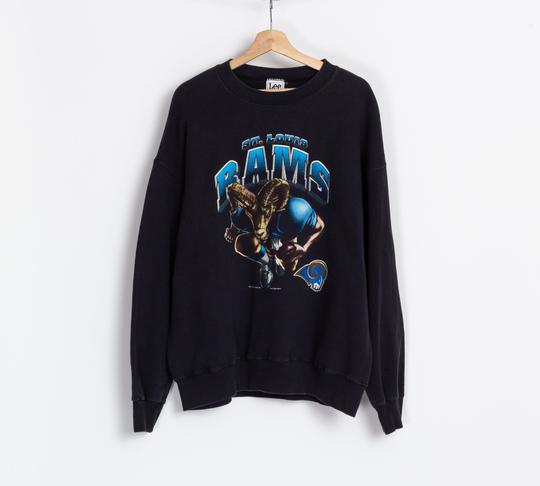 Vintage St. Louis Rams Nfl Sweatshirt - Men's Xl | Y2K Lee Sport Graphic Black Football Pullover