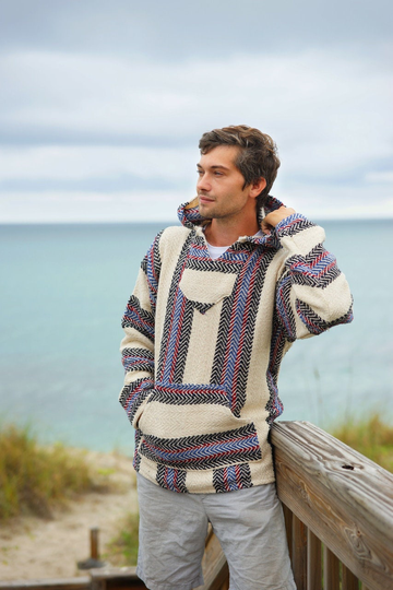 Black & Burgundy Cotton Blend Baja Hoodie