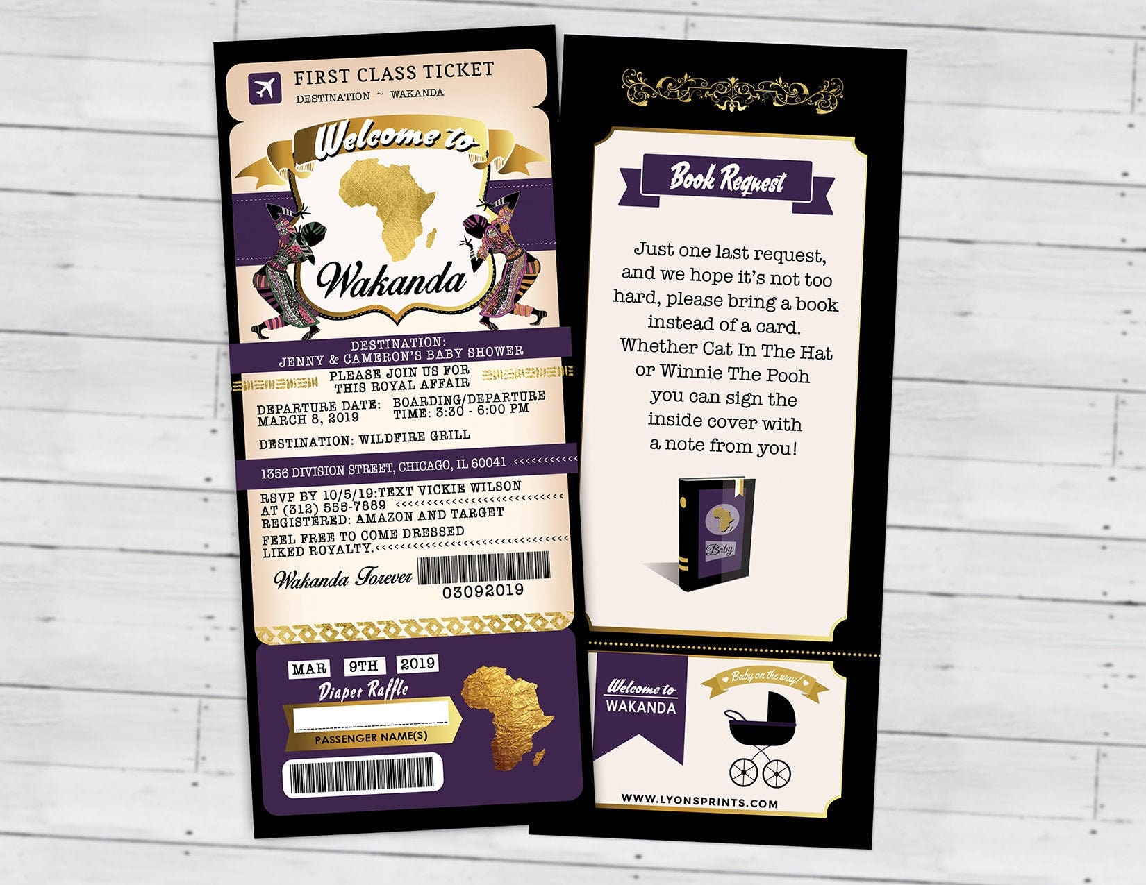 Passport & Ticket Baby Shower Invitation, Wakanda, Africa Passport, African Birthday, Panther, Digital Files Only