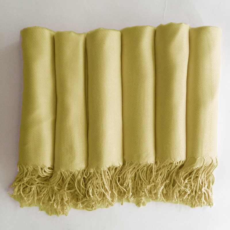 Pashmina Shawl Sunshine Yellow Bridesmaid Gift, Wedding Favor, Bridal Party Gift -Party Favor - Monogrammed Customizable