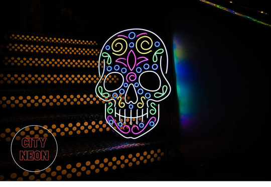 Skull Neon Sign, Calavera, Led Neon Sign, Wall Decor, Lights, Mexican Skull, Christmas Gift