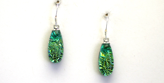 Dichroic Fused Glass Earrings Handmade On Maui Hawaii