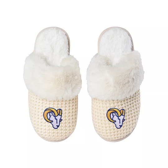 Women's FOCO Los Angeles Rams Open Back Slippers, Size: Small, Beige Over
