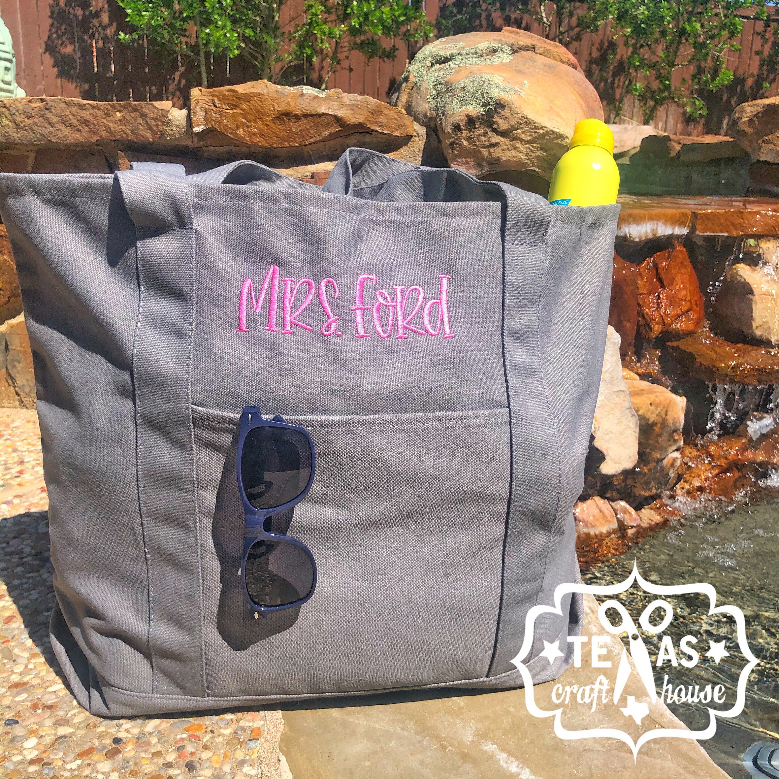 Monogrammed Large Dyed Canvas Boat Tote - Personalized