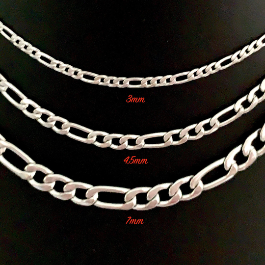 Figaro Chain, Mens 316L Stainless Steel Chains, Figaro, 3mm, 4.5, 7mm Christmas Gift