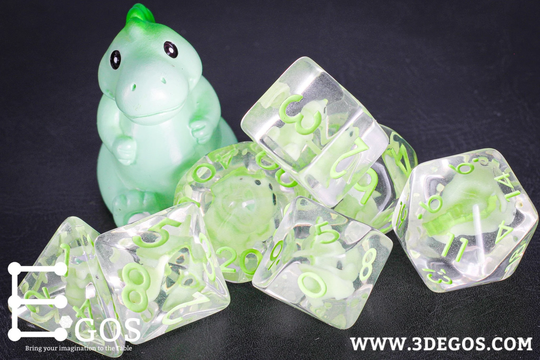 T-Rex Dice Set For Dungeons & Dragons, D&d, Pathfinder, D20 Polyhedral Resin Dice, Fit in Box, Tower