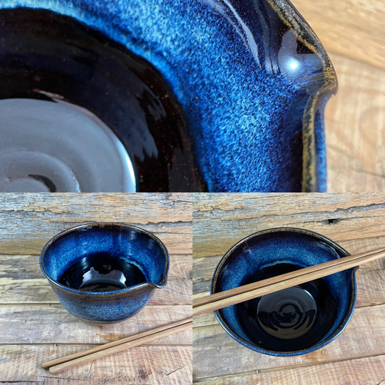 Ceramic Rice Chopsick Bowl/Handmade Pottery Pho Bowl Noodle Ramen Kitchen Cosmic Blue