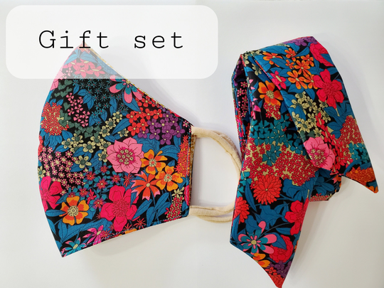 Gift Set Liberty Of London Face Mask & Scarf/Tana Lawn Cotton 100% Handmade Light Weight Silk-Like Touch