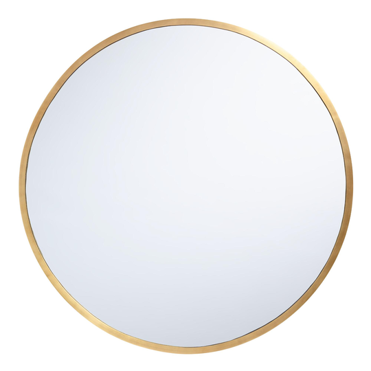 Round Metal Sana Wall Mirror: Metallic/Gold - Brass by World Market