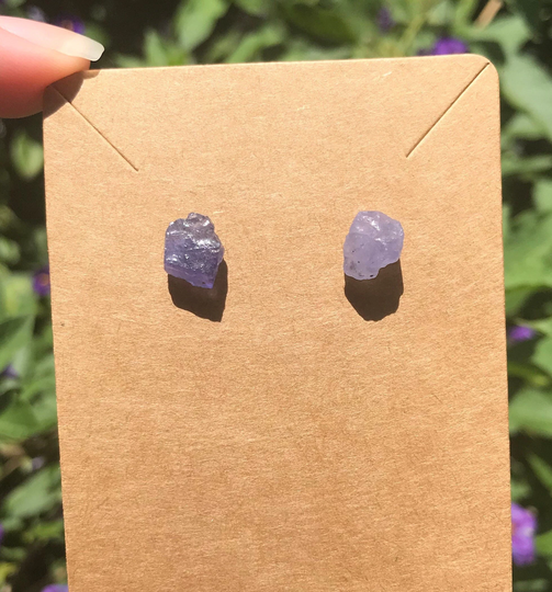 Raw Tanzanite Crystal Earrings Rough Jewelry Natural