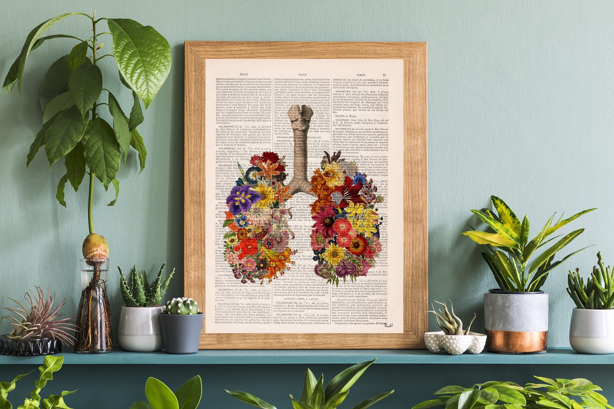 Breathing Yoga Art - Colourful Flowery Lungs Print Anatomical Human Anatomy Sustainable Art Ska276