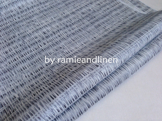 Silk Fabric, Silk Linen Blend Grey Pattern Print Dress Half Yard By 44" Wide