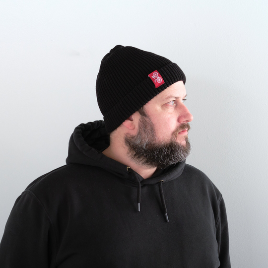 Fisherman Beanie, Vital Bicycle Tag, Black Beanie