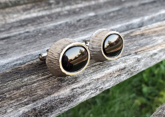 Vintage Onyx Cufflinks. Gift For Groom, Anniversary, Groomsmen, Dad, Birthday
