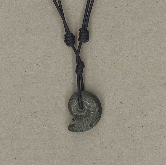 Fossil Ammonite Pendant Adjustable Leather Necklace Handmade By Chris Hay