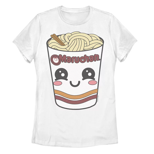 Juniors' Maruchan Kawaii Face On A Cup Graphic Tee, Women's, Size: XL, White