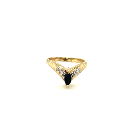 10K Yellow Gold Marquise Cut Sapphire Ring