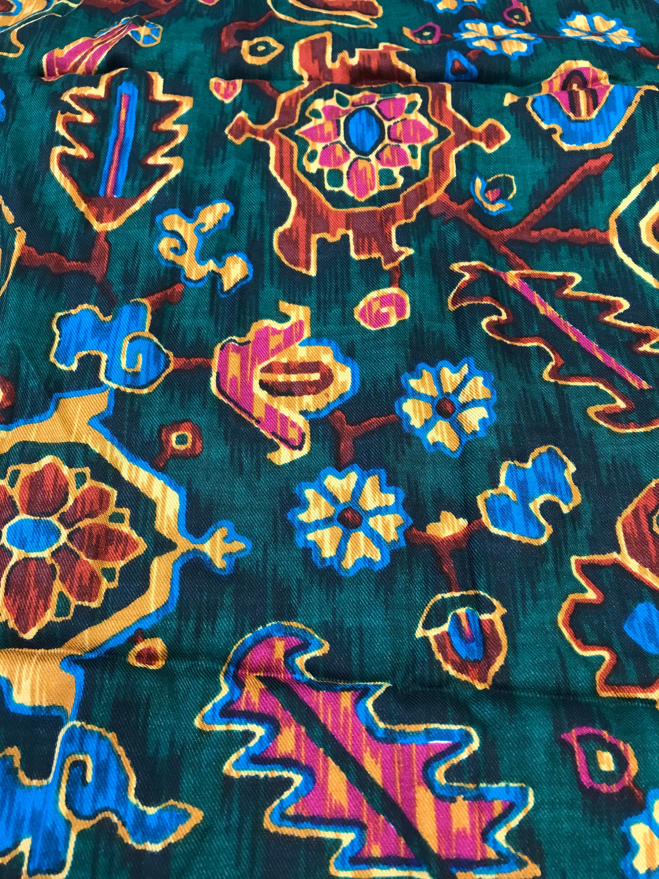 Vintage Green Abstract Cotton Blend Challis Fabric Cranston Vip Sold By The Yard Up To 3 Yards
