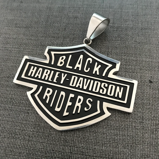 Harley Black Rider, Hd Pendant, Gift For Husband, Son, Biker Dad, Birthday Gift, Dad Idea, Message Card Jewelry