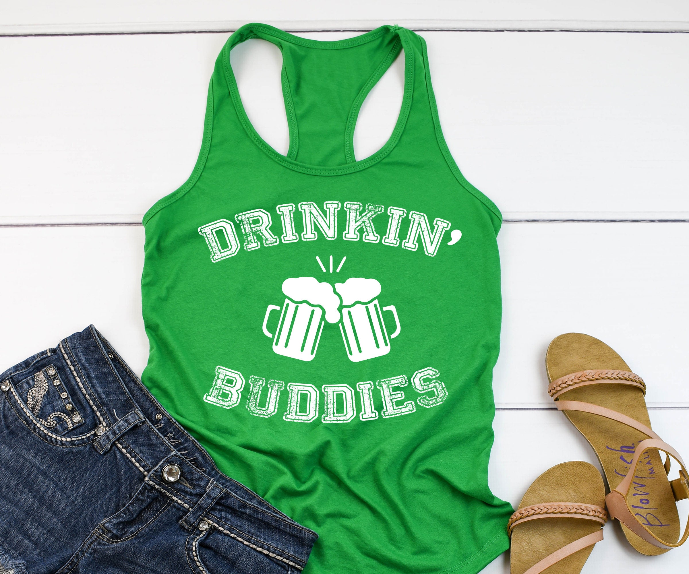 Womens St Patricks Day Tank Top Drinkin' Buddies Matching Tanks Drunk Pattys