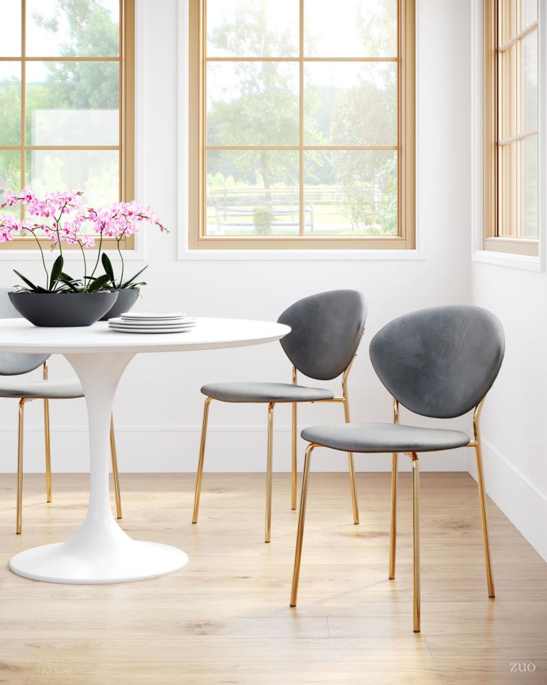 Zuo Modern Set of 2 Clyde Contemporary/Modern Polyester Blend Upholstered Side Chair (Metal Frame) in Gray | 101521