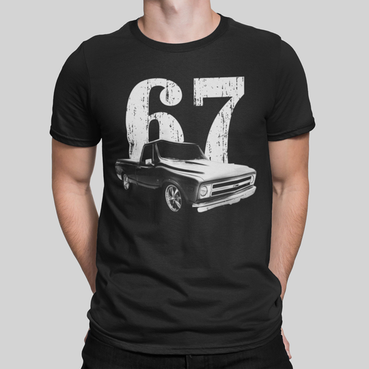 1967 C10 Pickup Truck Front Three Quarter View With Year T Shirt