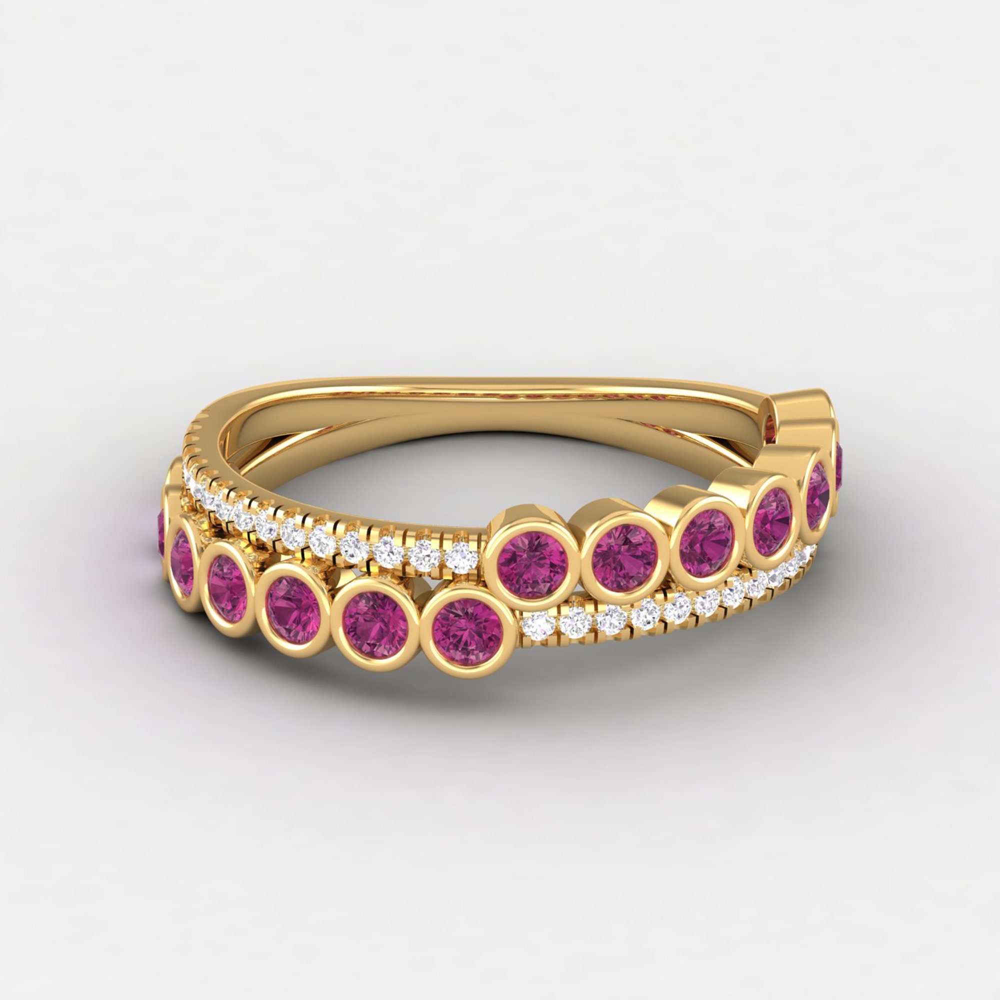 Tourmaline Ring, 14K Solid Gold Diamond Art Nouveau Yellow Gift For Women