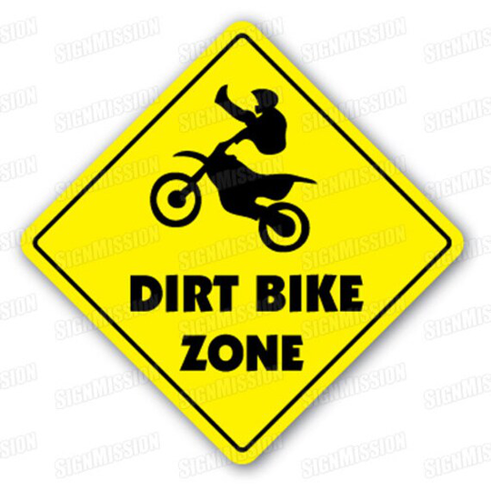 Dirt Bike Zone Sign Xing Gift Novelty Jump Berm Tires Trail Ride