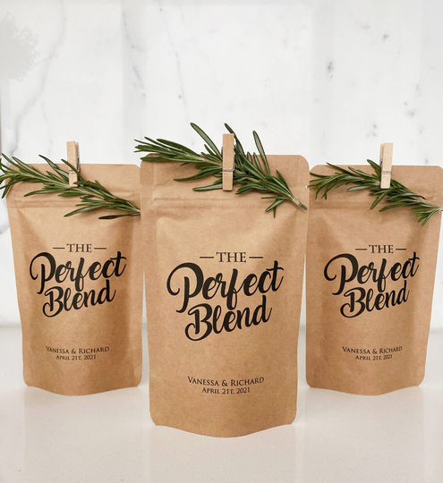 The Perfect Blend Coffee Favor Bags, Wedding Favors For Guests Personalized, Tea Zip Lock Custom Bags
