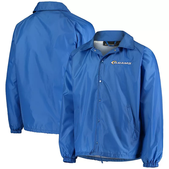 Men's Royal Los Angeles Rams Coaches Classic Raglan Full-Snap Windbreaker Jacket, Size: Medium, LAR Blue
