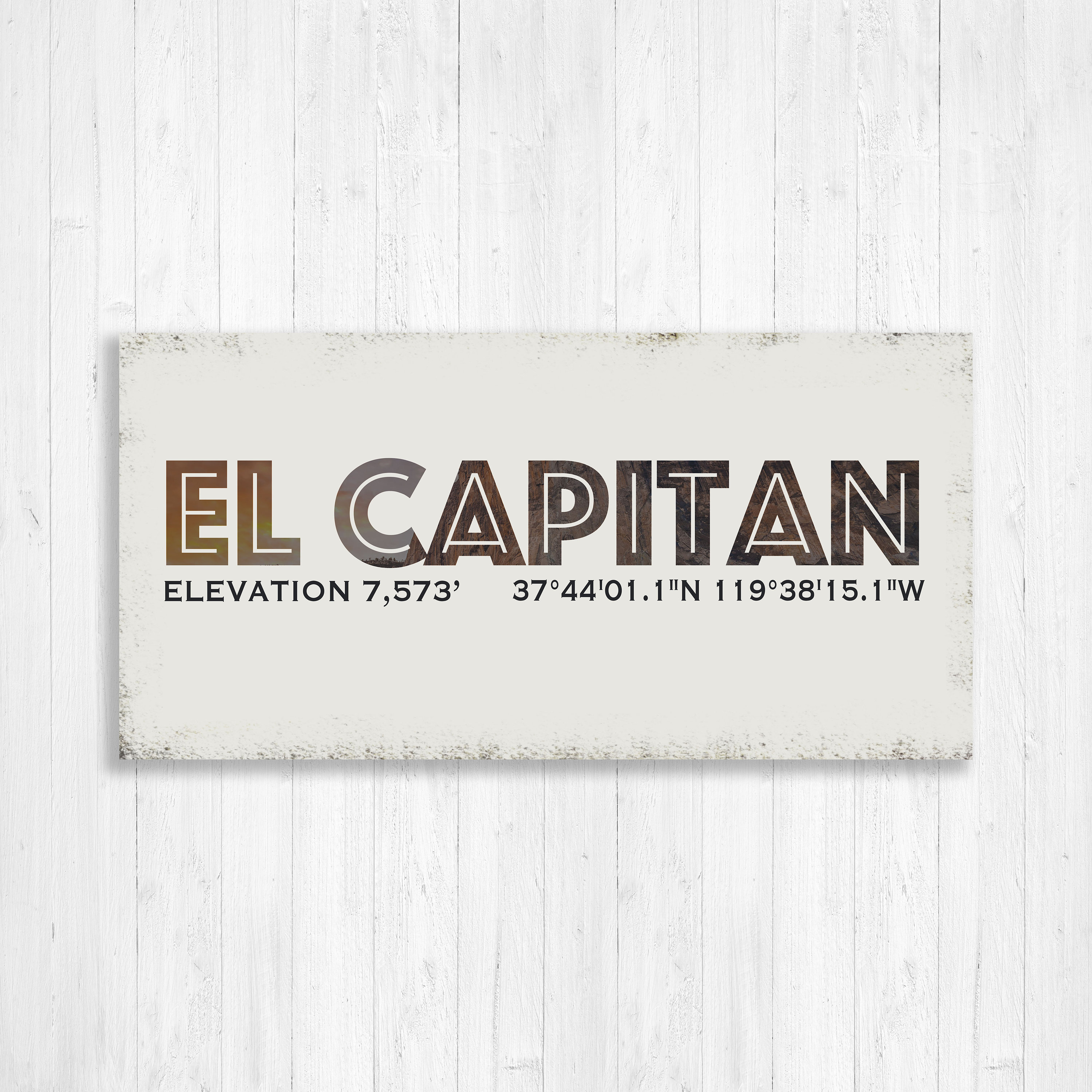 El Capitan Rock Formation Yosemite National Park Canvas, Vintage Mountain Name Style Printed On Art