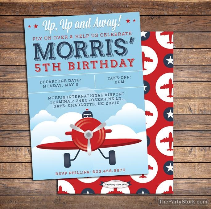 Airplane Invitation, Boy Invitations, Party, Birthday, Printable, Birthday Invitation