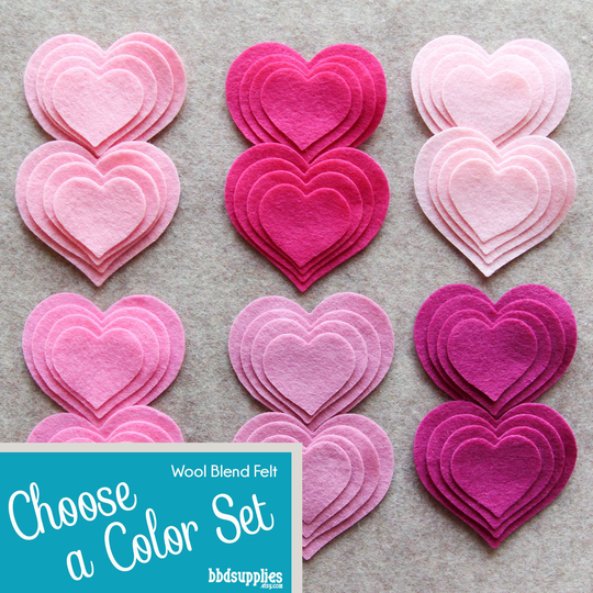 Wool Blend Felt Shapes | 48 Small Hearts Pick A Color Set Diy 4 Sizes