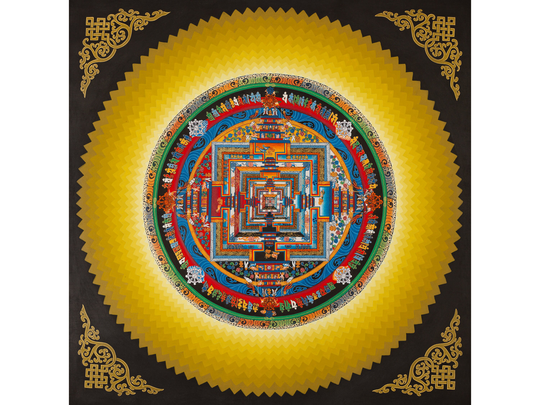 Kalachakra Mandala Thangka With Warm Halo Around