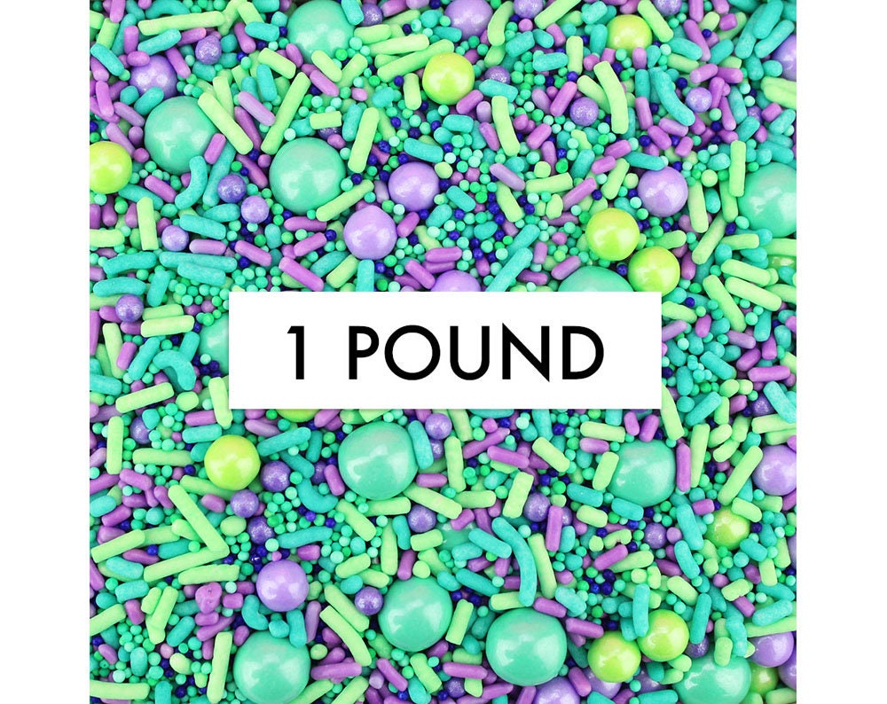 Mermaid Sprinkle Blend - 1 Pound A Gorgeous Mermaid Blend Of Purple & Green Sprinkles For Decorating Cupcakes, Cakes, Cookies