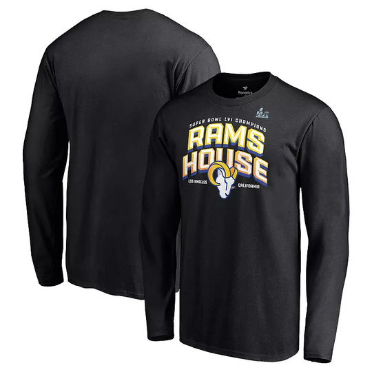 Men's Fanatics Branded Black Los Angeles Rams Super Bowl LVI Champions Hometown Long Sleeve T-Shirt, Size: 3XL