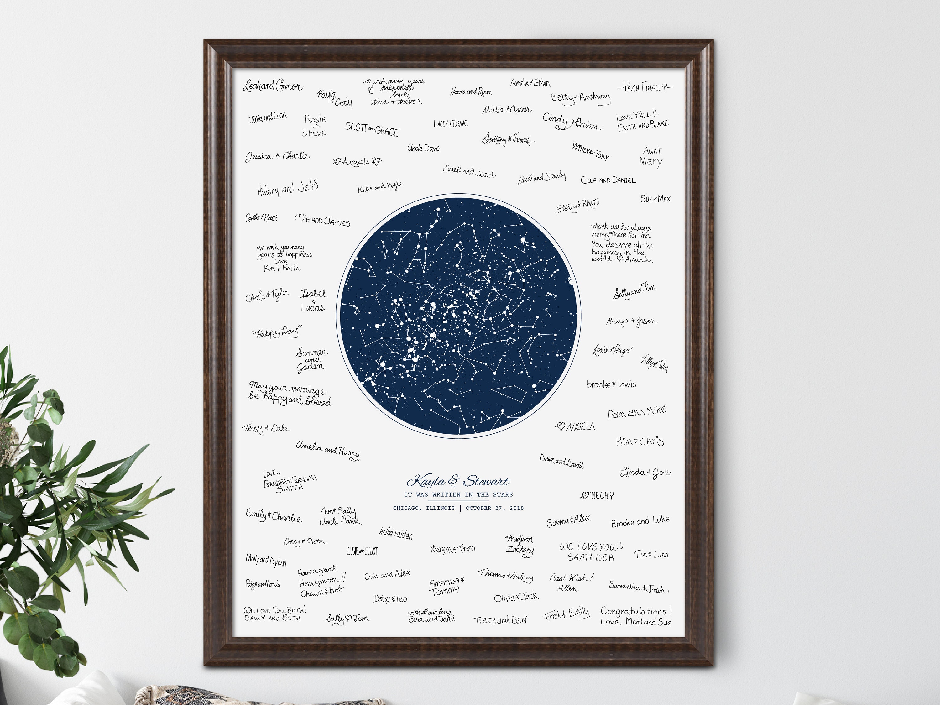 Personalized Wedding Guest Book Alternative, Custom Night Sky Print, Unique Anniversary Book, Celestial Guestbook