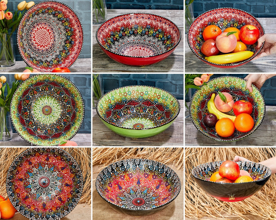 11.8" Turkish Handmade Ceramic Bowl, Decorative Salad Tapas Pottery, Popcorn Mother's Day Gift