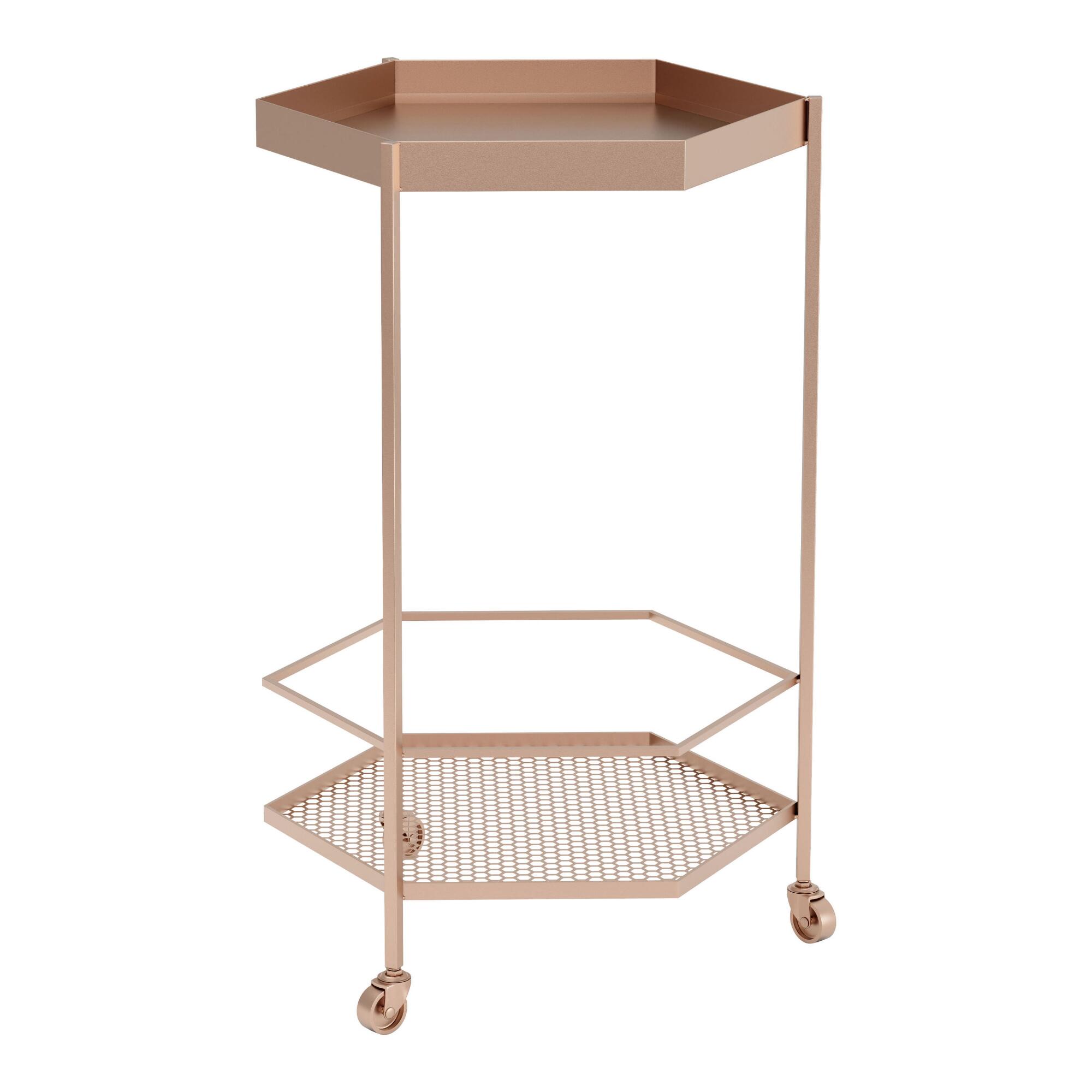 Vintage Gold Hexagonal Stewart 2 Tier Bar Cart by World Market