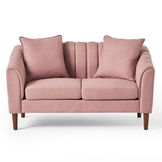 Best Selling Home Decor Gama Modern Light Blush and Dark Walnut Polyester/Blend Loveseat in Pink | 312366
